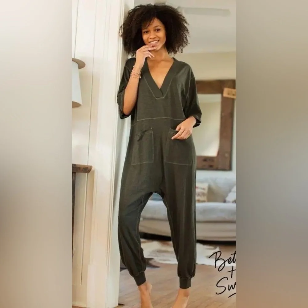 XS Natural Life Charlie Jumpsuit “better than sweats” cotton deep v neck - Picture 5 of 10